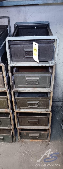 Metal Shelves with Boxes