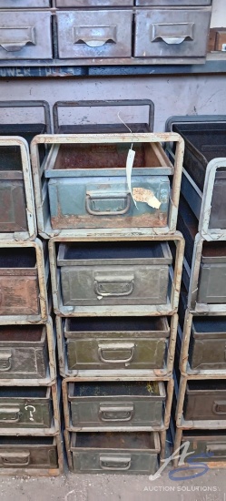 Metal Shelves with Boxes
