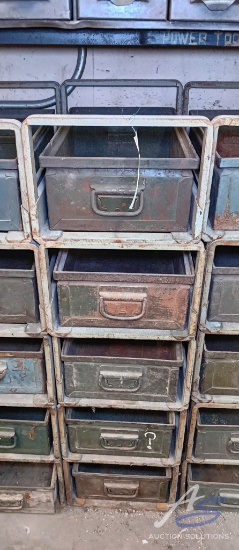 Metal Shelves with Boxes