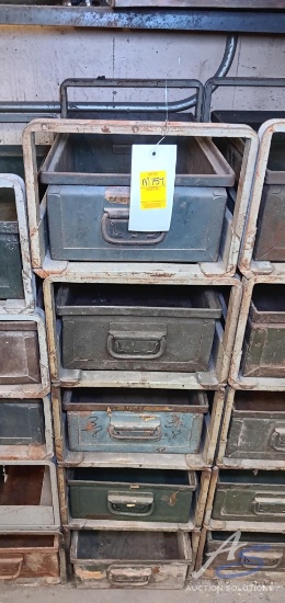 Metal Shelves with Boxes