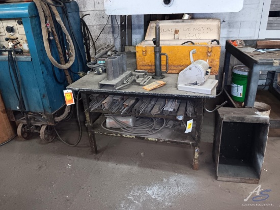 36 x 36 Steel Table with 3/4" Steel Top and Contents