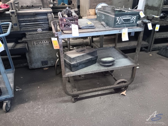 Rolling Metal Cart and Contents