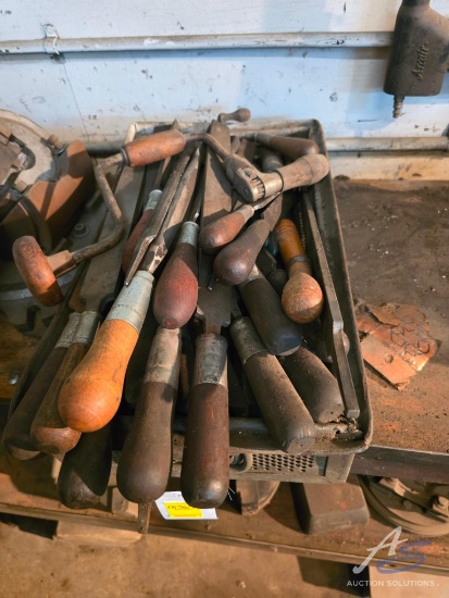Box of Files and Mill Vise with Angle Plates