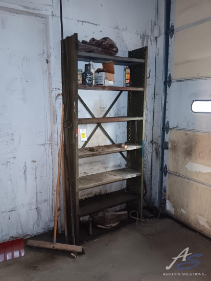 Metal Shelving Rack and Contents