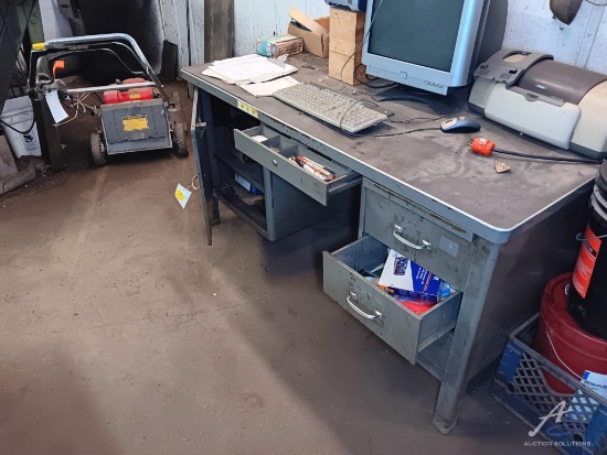 Metal Desk 34 x 61 x 31 and Contents