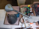 (2) Flats of Shop Supplies: Funnels, Safety Goggles, and Other Items