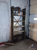 Metal Shelving Rack and Contents