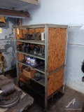 Metal and Plywood Rack 38 x 26 x 63 and Contents