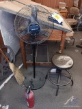 Standing Fan and Metal Stool