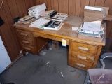 Wooden Desk and Contents