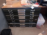 Metal Blueprint Cabinet and Contents