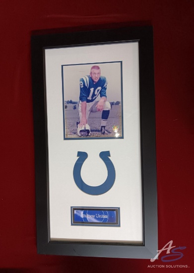Johnny Unitas Autographed 8" x 10" Collage with Logo and Custom Frame