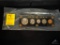 1951, US Proof Set, wheat cent through quarter