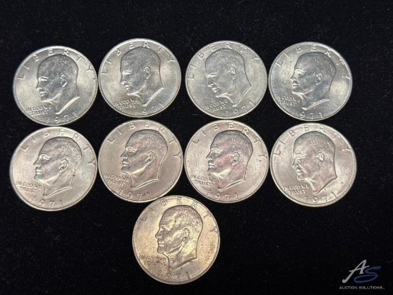 (9) Eisenhower Dollars 1971