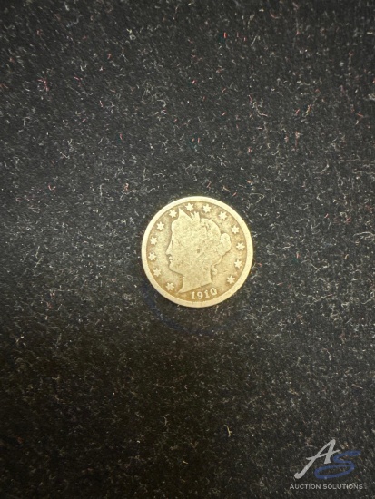 1910 Silver V cent
