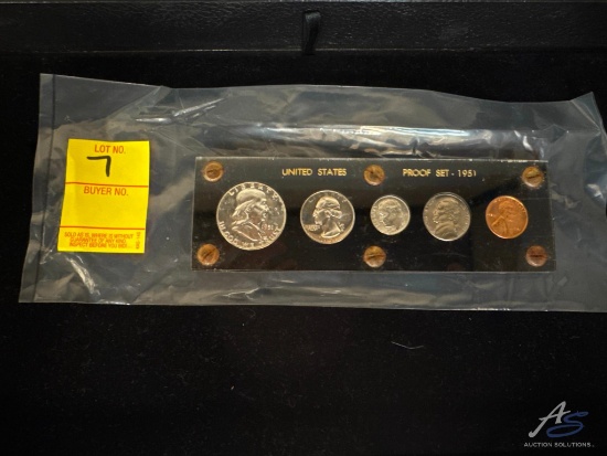 1951, US Proof Set, wheat cent through quarter