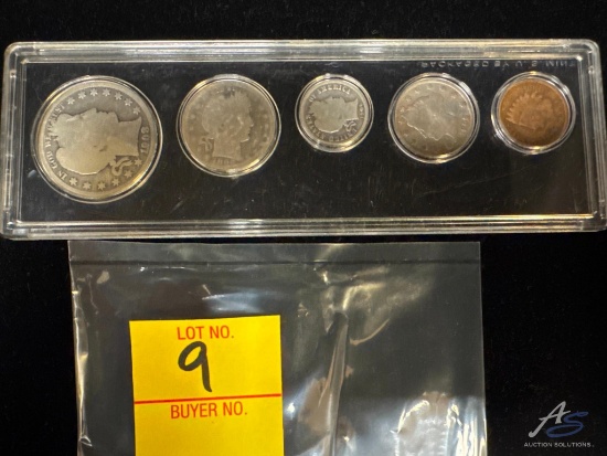 1908 Silver circulated Liberty Half, 1899 Silver Quarter, 1906 silver Mercury dime, 1909 silver V