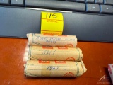 (3) rolls labeled 1941-1949, 1939-p, 1951 Pennies