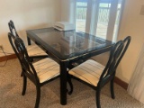 Black glass table  w/ 3 chairs