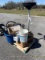 Pallet of misc- oil catcher, shop vac, misc