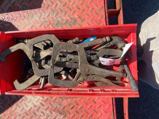 Box of vice clamps (5)& misc