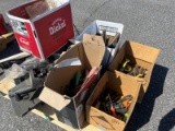 Pallet of wrenches, hammers, and tools