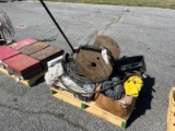 pallet of misc, cable, blade brake, cable, misc