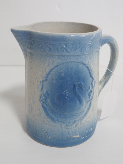 Swan pattern stoneware pitcher
