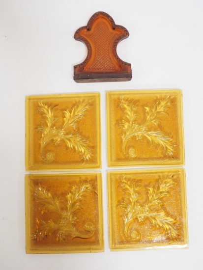 (5) Pieces amber roof tile