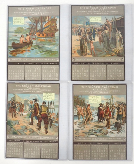 (4) 1905 "The Singer" calendar pages