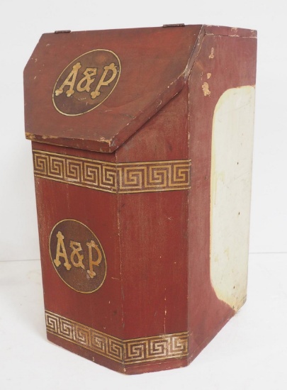 A&P floor model wooden coffee bin