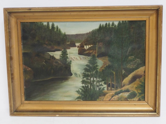 Oil painting of river scene