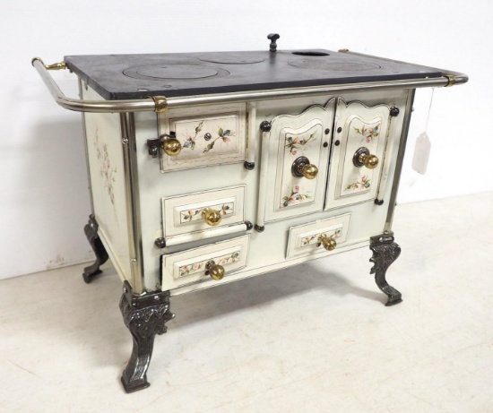 Fancy porcelain & cast iron child's stove