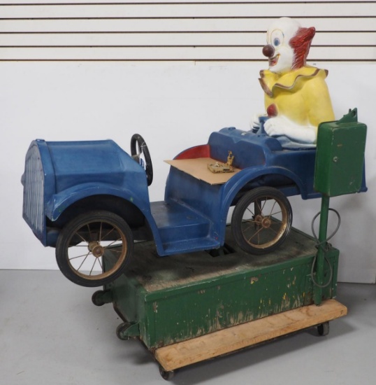 Coin-operated clown kiddie car ride