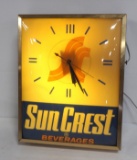 Lighted Sun Crest Beverages clock