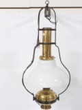 Brass country store hanging oil lamp