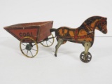 Wooden horse & coal cart toy