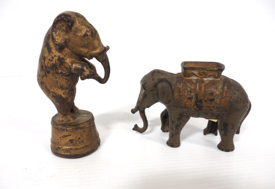 (2) Cast iron elephant banks