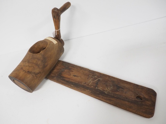 Early wooden potato masher