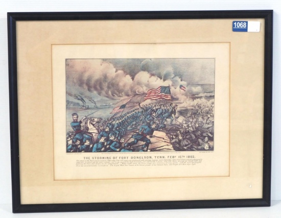 1862 Print of Fort Donelson TN battle