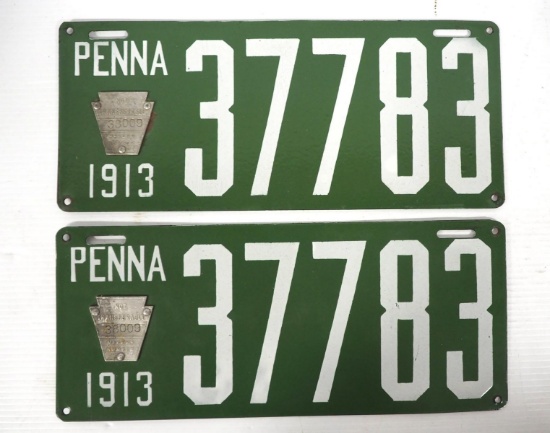 Pair of Pennsylvania 1913 license plates