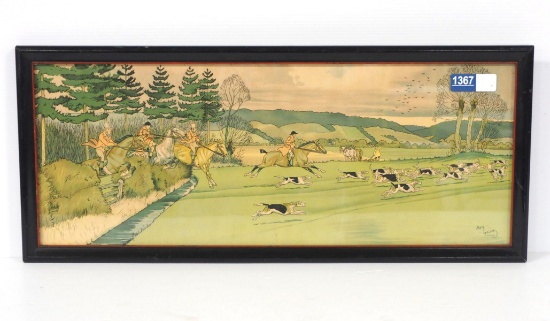 Harry Elliot lithograph of hunting scene