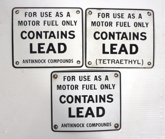 (3) "Contains Lead" pump signs