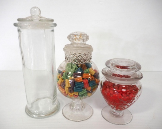 (3) Glass candy jars