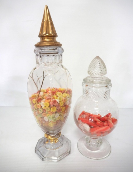 (2) Glass candy jars