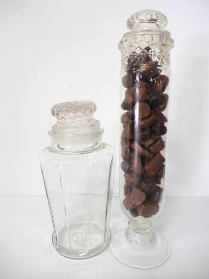 (2) Glass candy jars