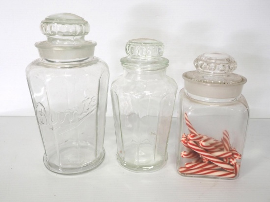 (3) Glass candy jars