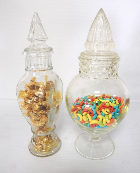(2) Glass candy jars