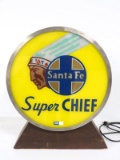 Lighted Santa Fe Super Chief train sign