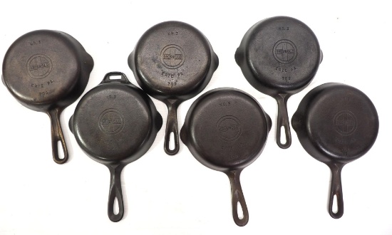 (6) Griswold No.3 Skillets